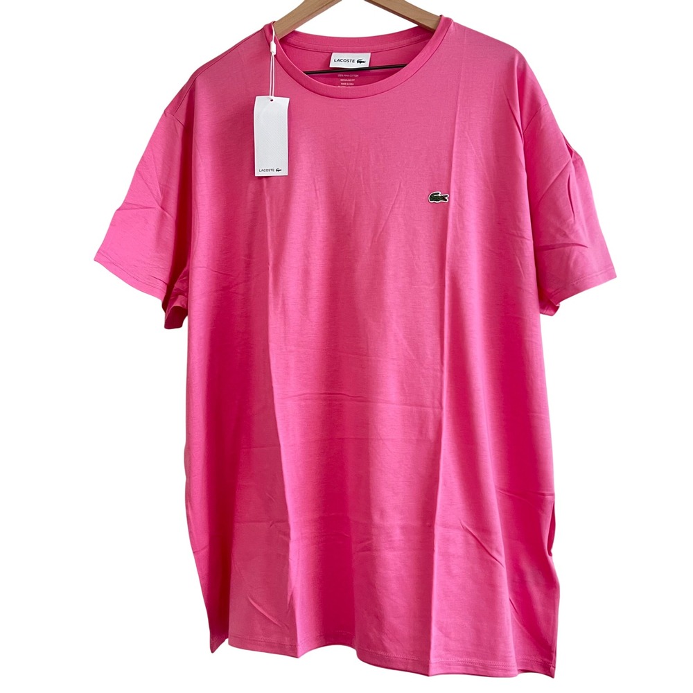 Lacoste Men's 4XL Pink Pima Cotton Crewneck T-Shirt Regular Fit NWT Luxury Basic - Picture 2 of 7